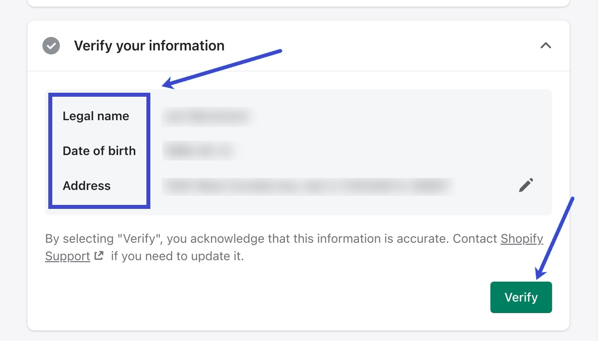 Shopify Balance Account verify