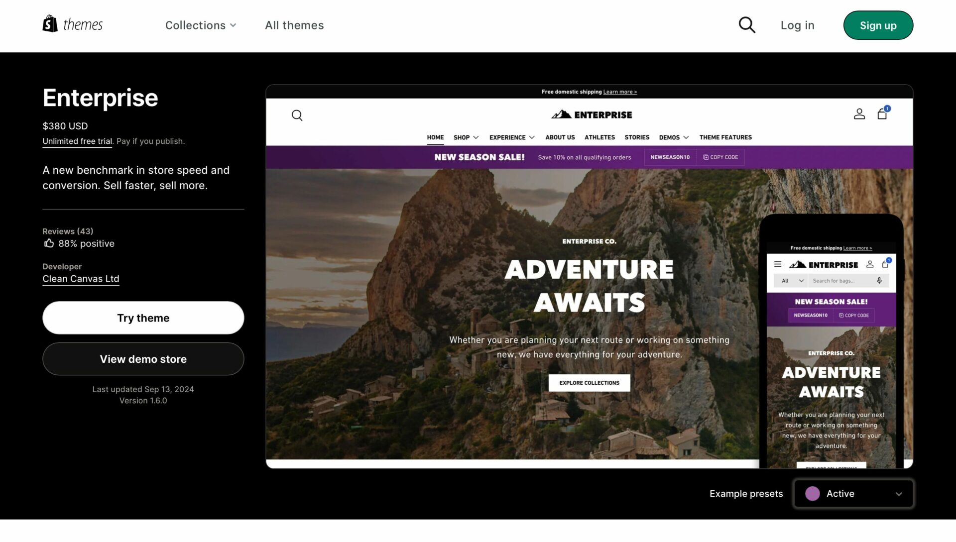 enterprise theme shopify