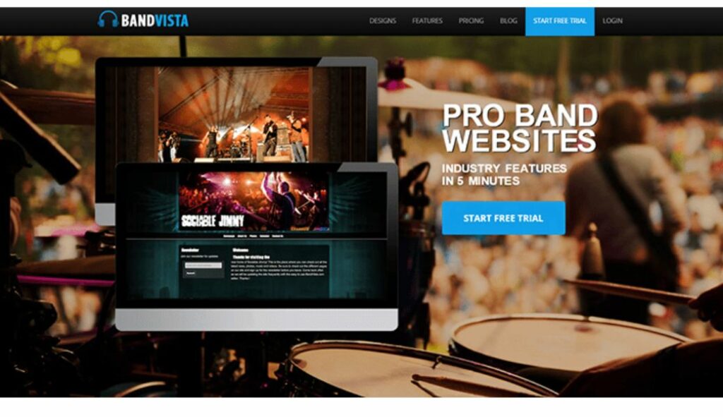bandvista best website builder for musicians