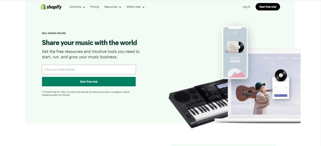 Shopify best website builder for musicians 