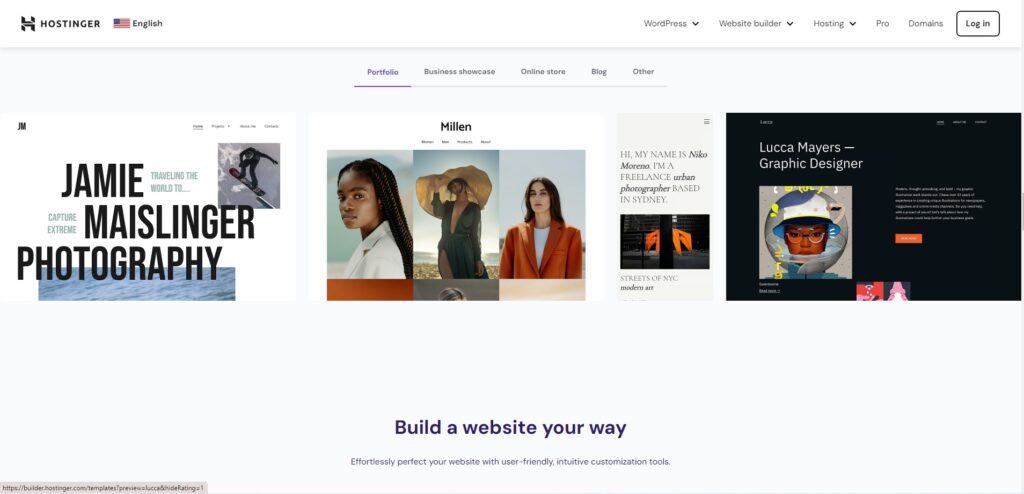 hostinger best website builder for portfolio