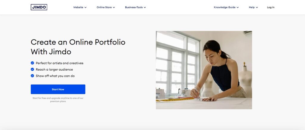 jimdo best website builder for portfolio