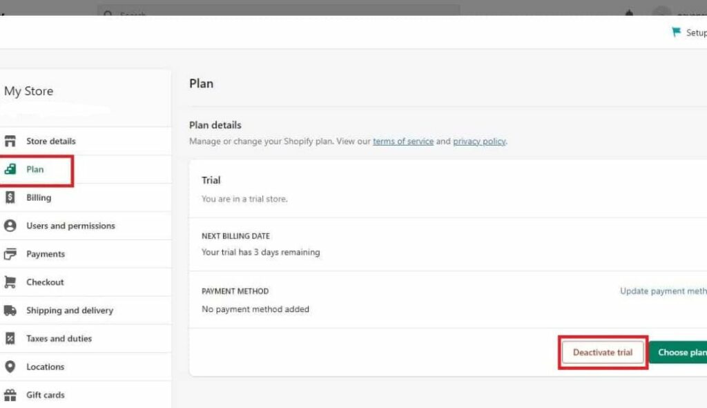 how to cancel shopify free trial deactive free trial