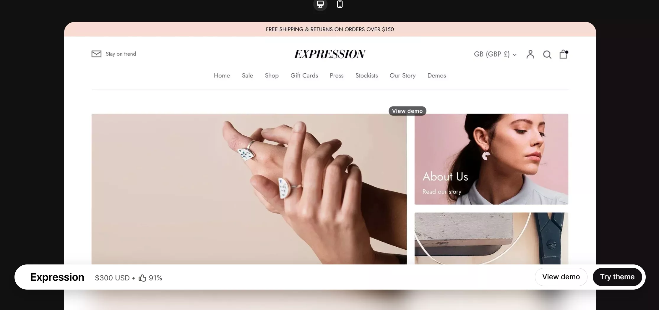 expression shopify marketplace themes for