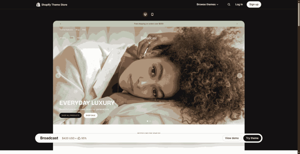 broadcast best shopify theme for digital products