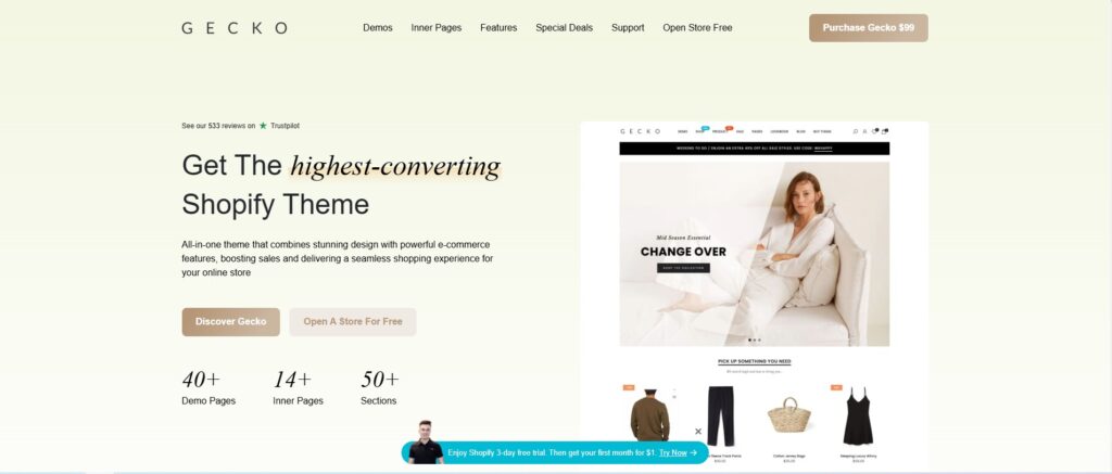 gecko 5.0 best shopify theme for digital products