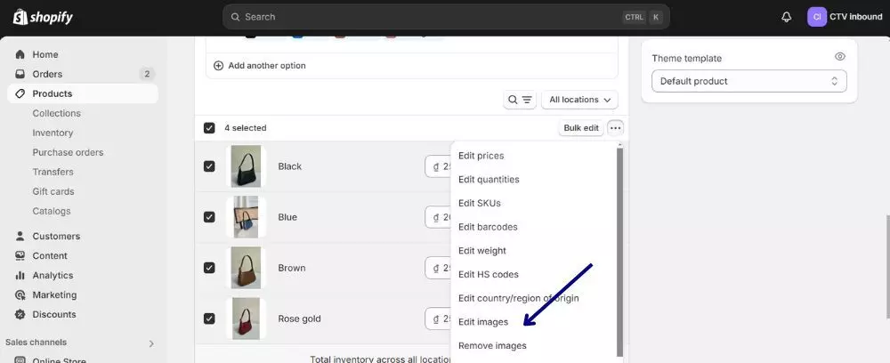add multiple images to variants shopify