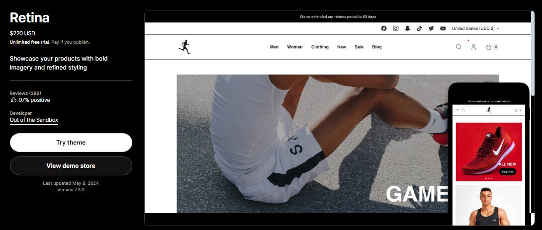 retina shopify theme