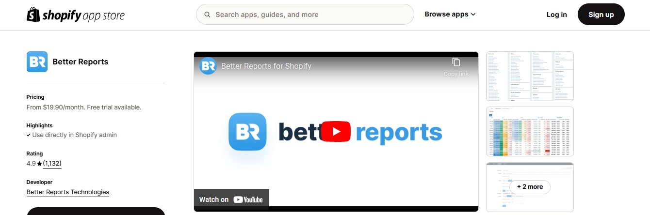 Better Report best reports apps for Shopify