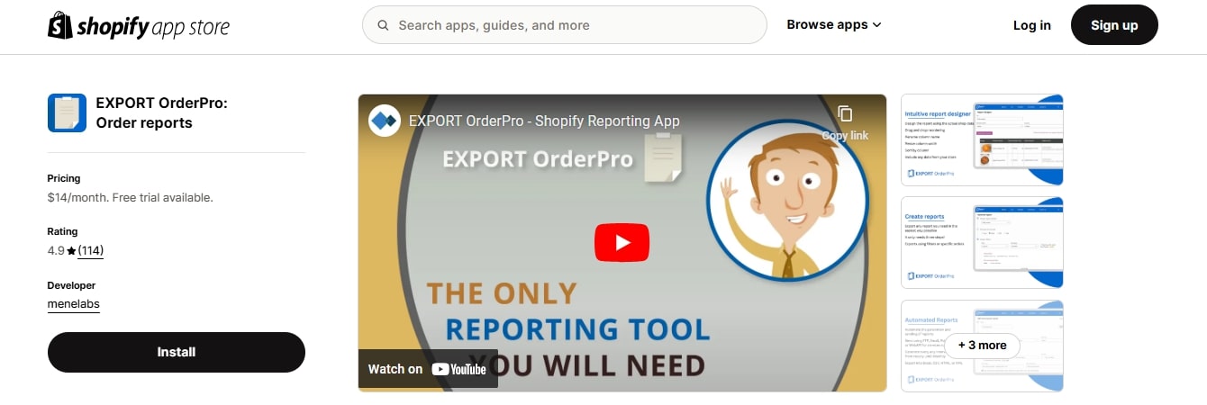EXPORT orderpro best reports apps for Shopify