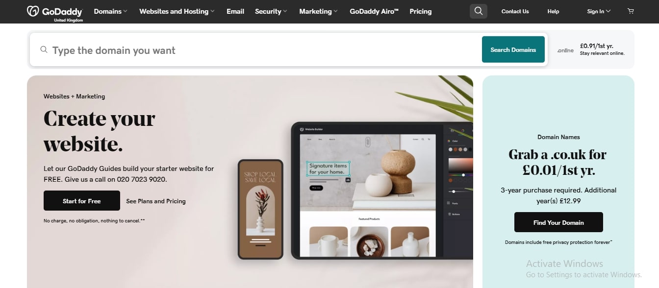 GoDaddy best church website builders