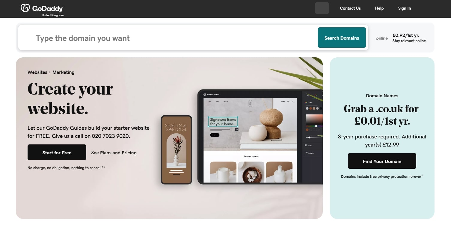 GoDaddy best restaurant website builders