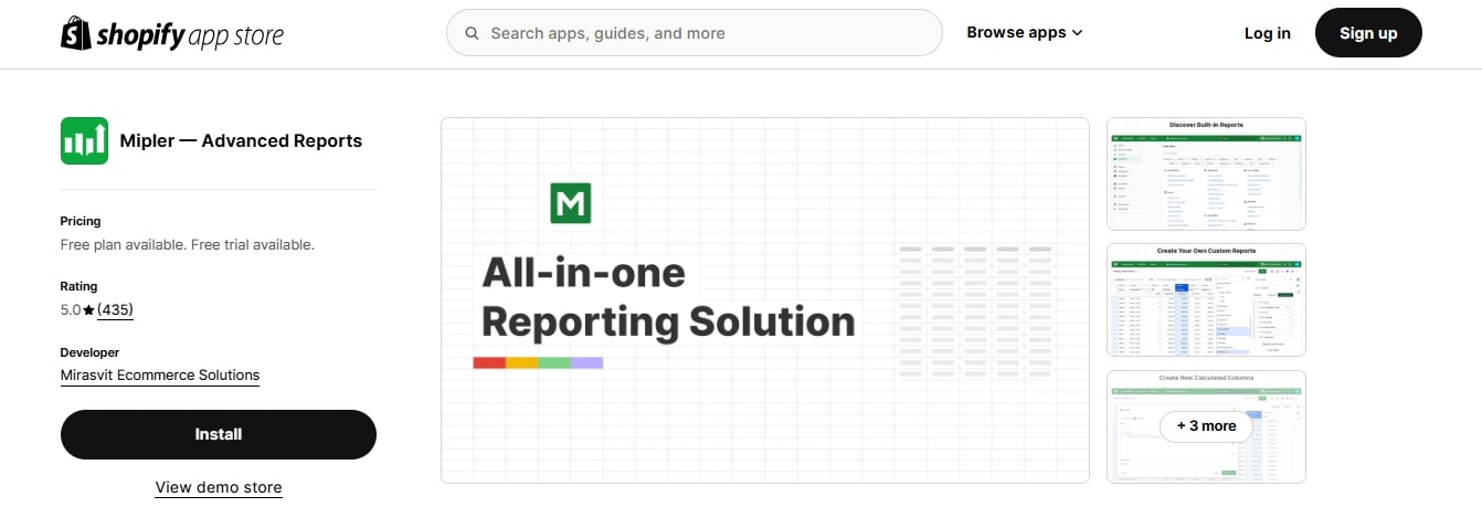 Mipler best reports apps for Shopify