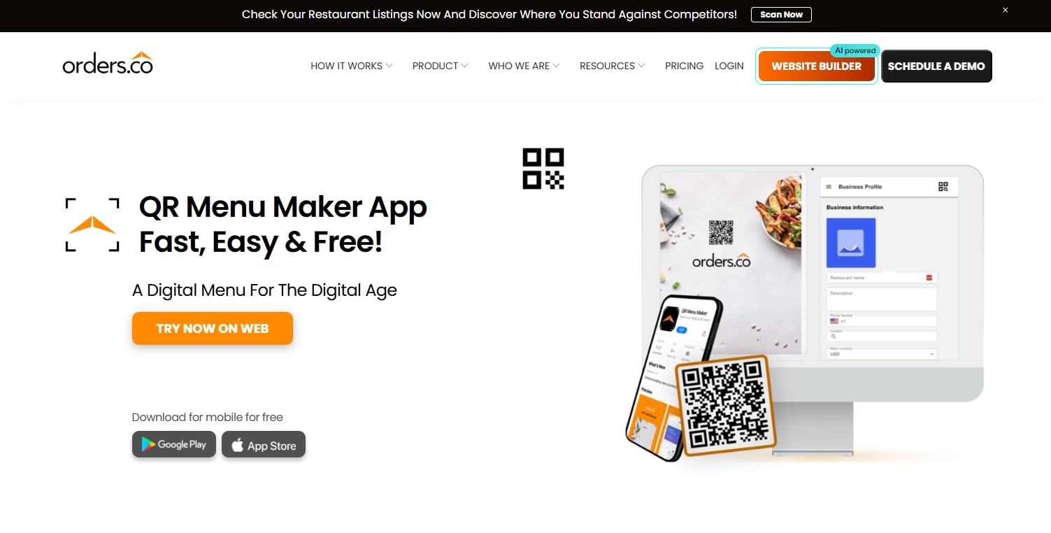 Orders.co best restaurant website builders