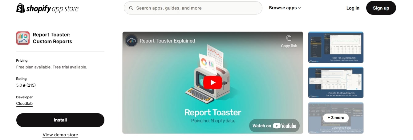 Report Toaster best reports apps for Shopify