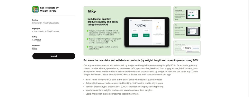 sell products by weight in pos sell by weight on shopify