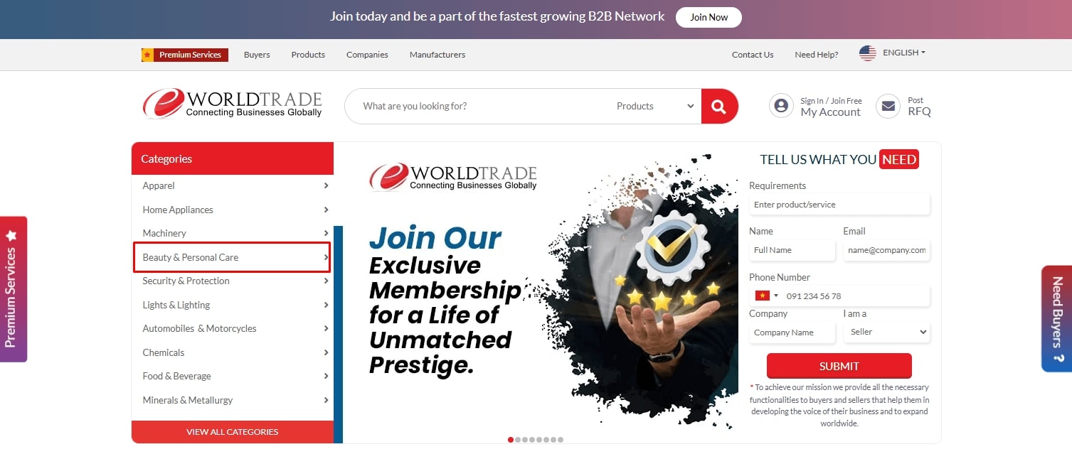 eWorldTrade B2B marketplaces for cosmetics