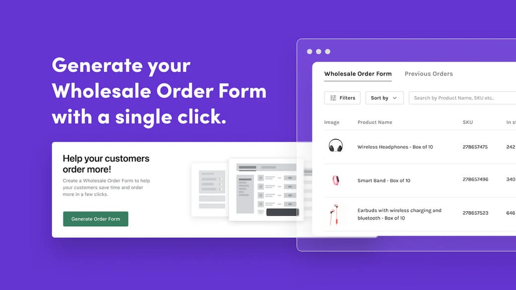 Wholesale Order Form - shopify b2b app