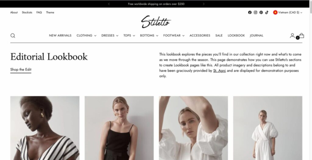 stiletto theme shopify lookbooks feature