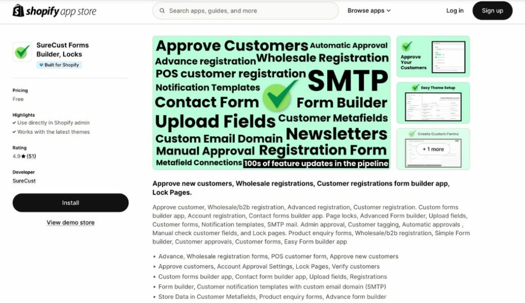b2b registration form app surecust forms builder