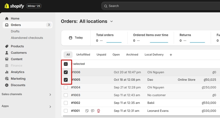 how to delete an order in Shopify 2