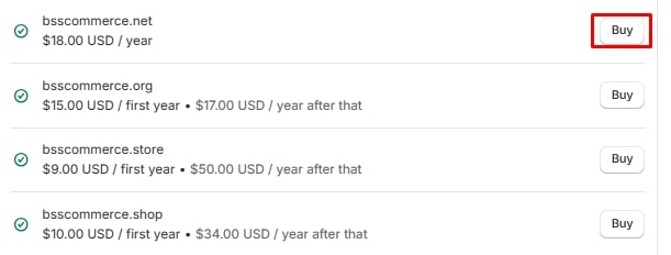 shopify domain cost 6