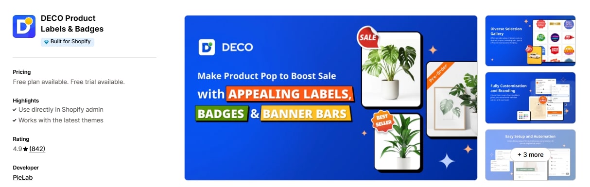 DECO best product label app for shopify