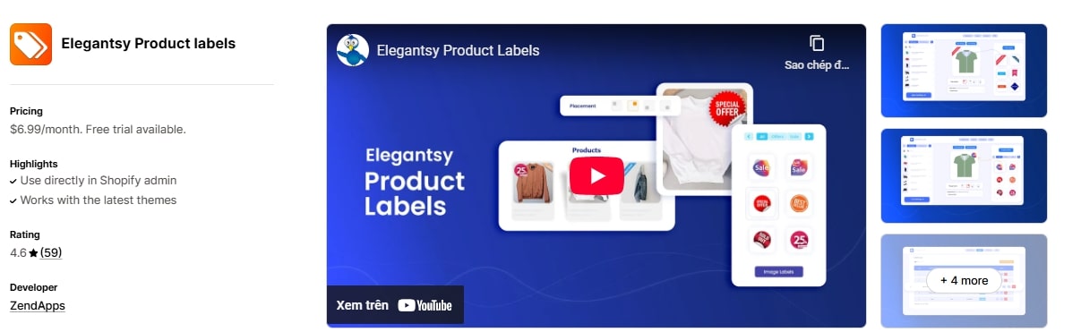 Elegantsy best product label app shopify