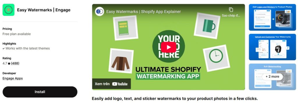 Shopify image watermark apps