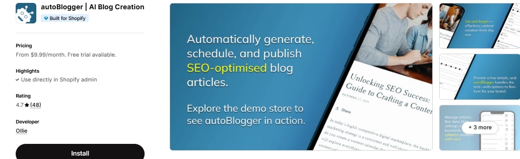 autoblogger - blog app for shopify
