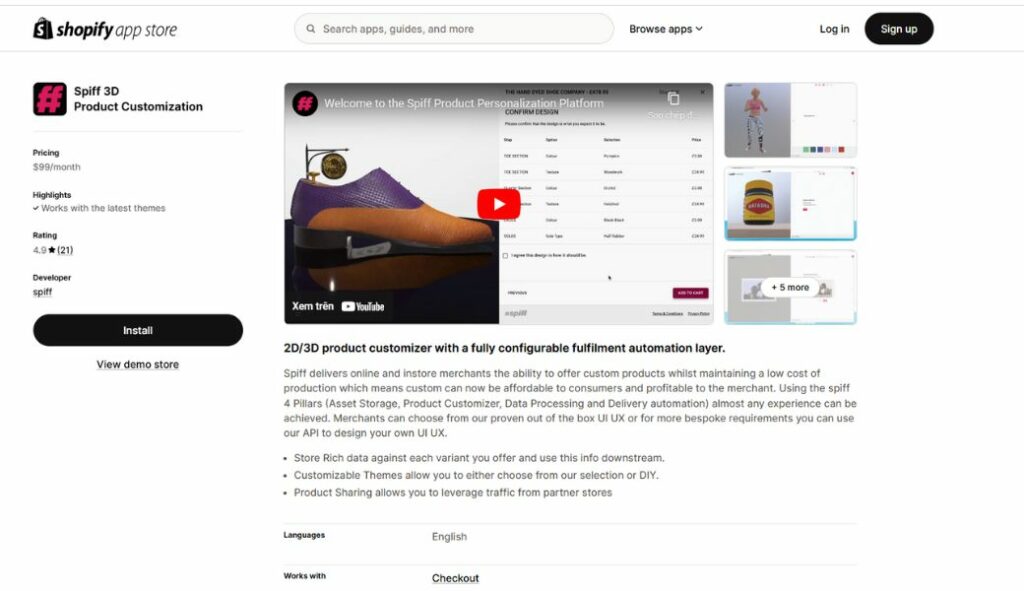 shopify 3d product image apps spiff