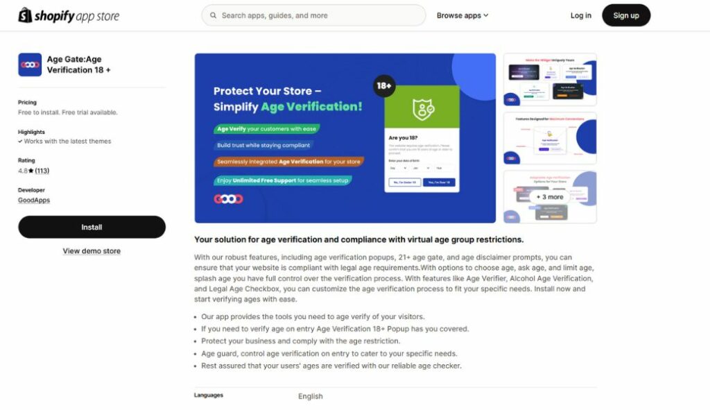 shopify age verification apps age gate