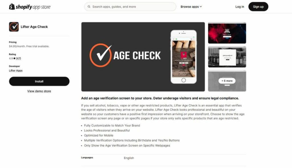 shopify age verification apps lifter age check