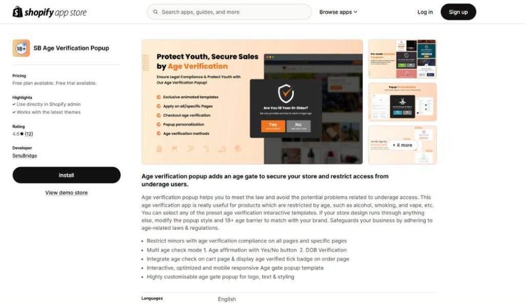 shopify age verification apps sb age verification popup