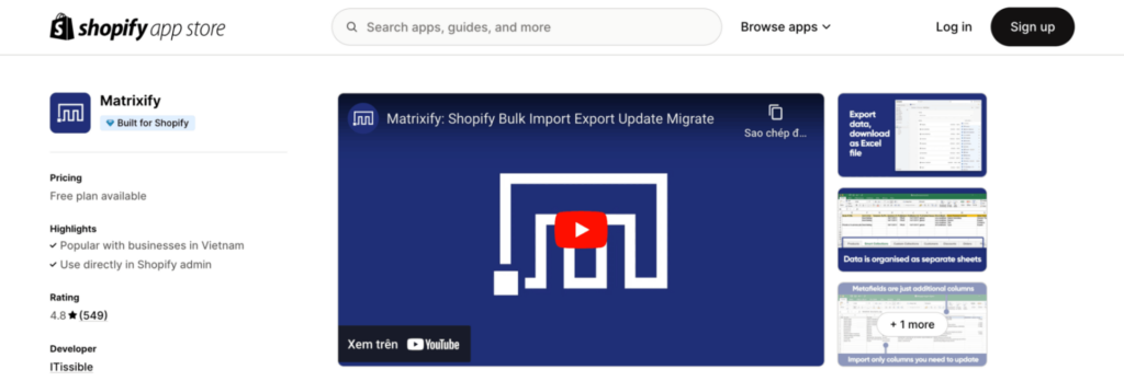 shopify export products