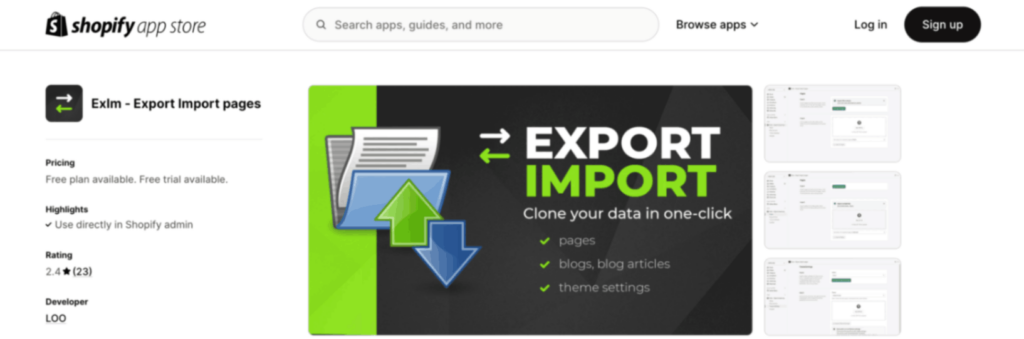 shopify export products