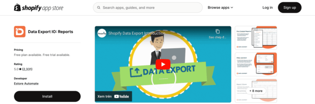 shopify export products