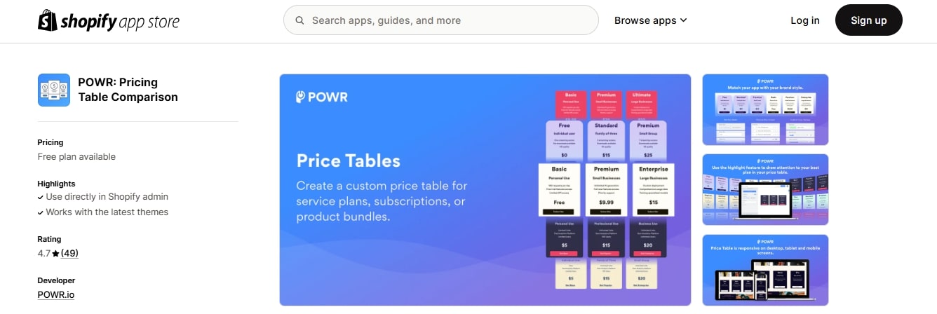 shopify pricing table apps 3