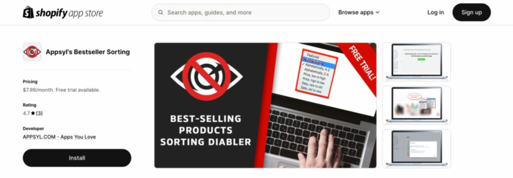 shopify sorting disabler app