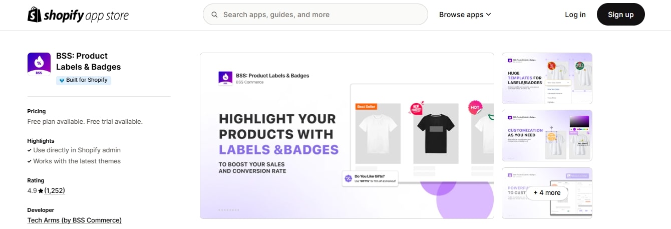 BSS Product Labels Shopify Store Management Apps