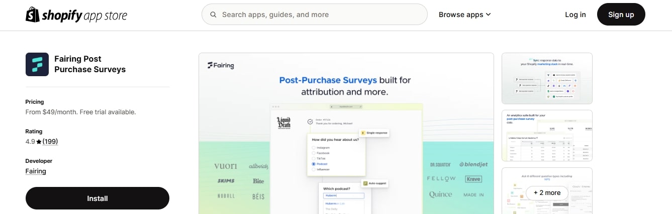 Fairing Best Survey Apps For Shopify