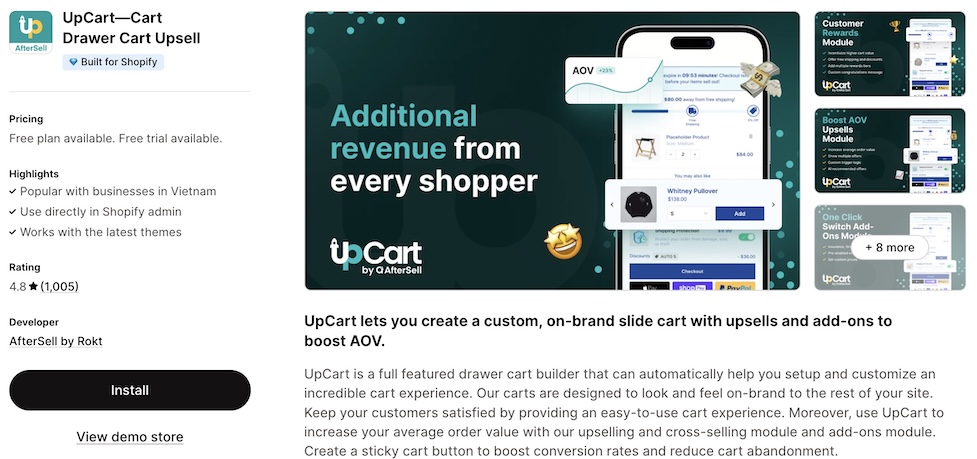 Shopify-apps-to-boost-AOV-Upcart