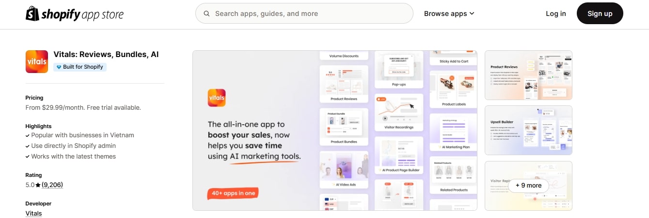 Vitals Shopify Store Management Apps