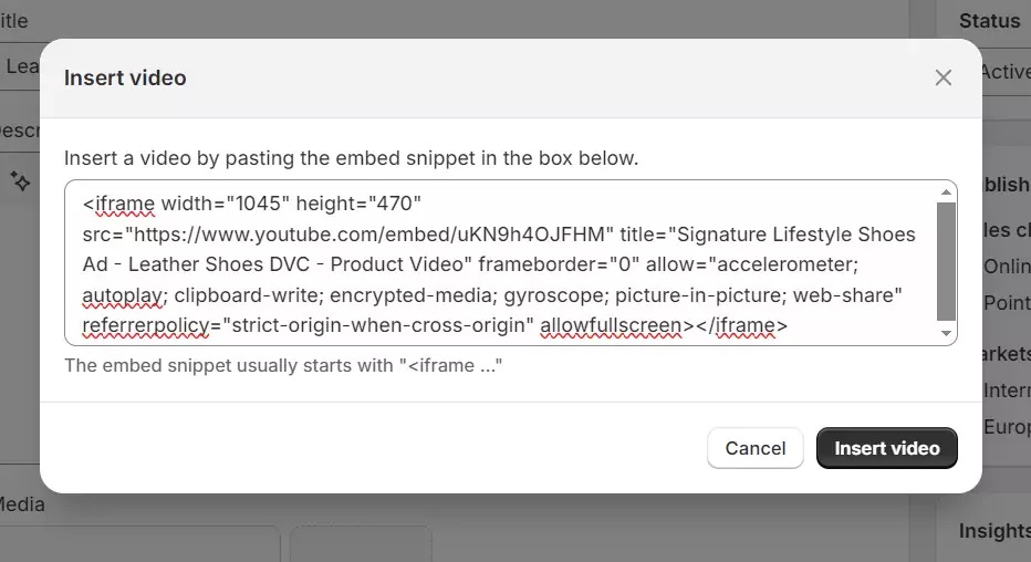 Add video to Shopify product page