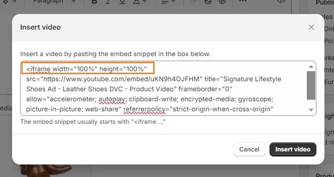Add video to Shopify product page