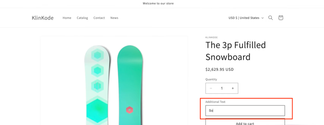 add custom text field on shopify