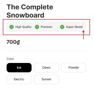 Product Feature Highlights Checklist Section