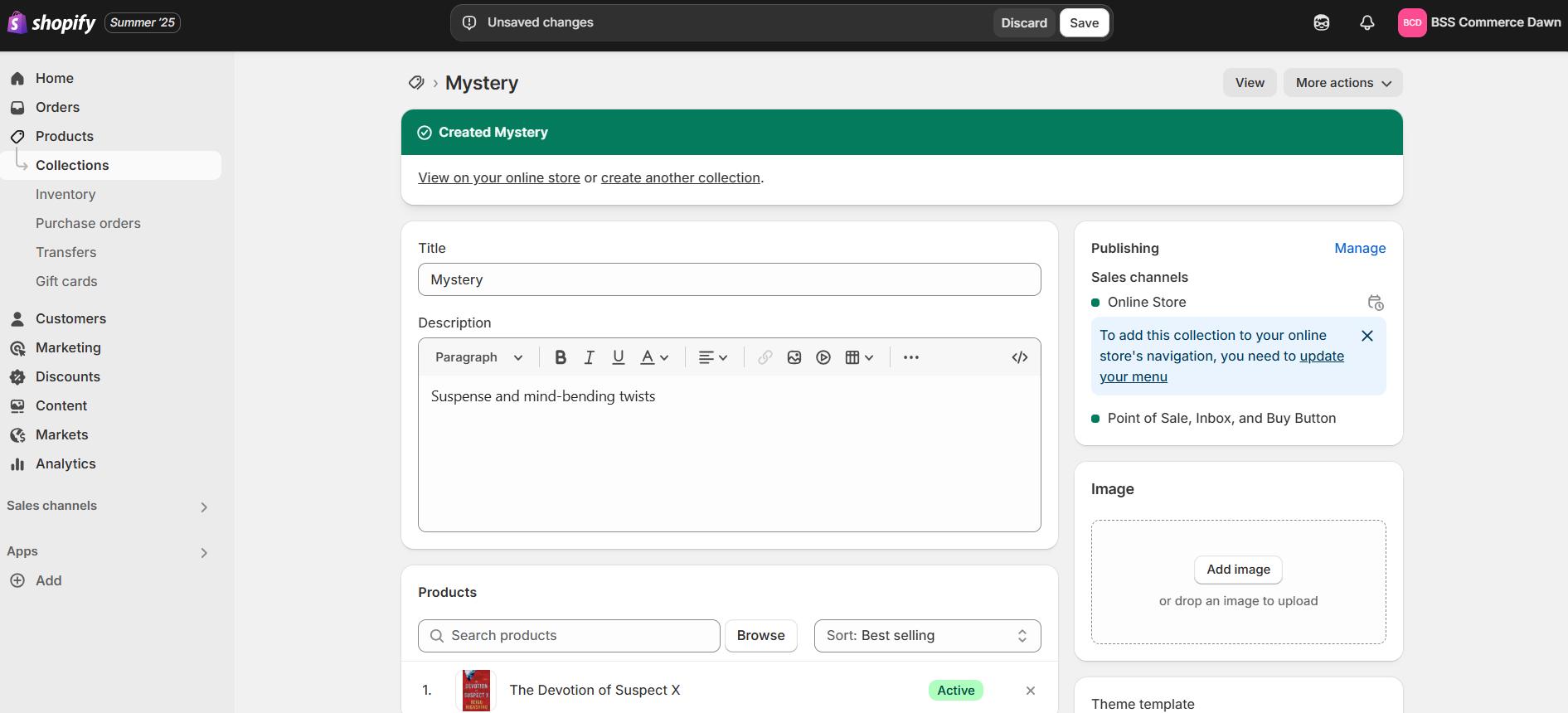 Create collections in Shopify