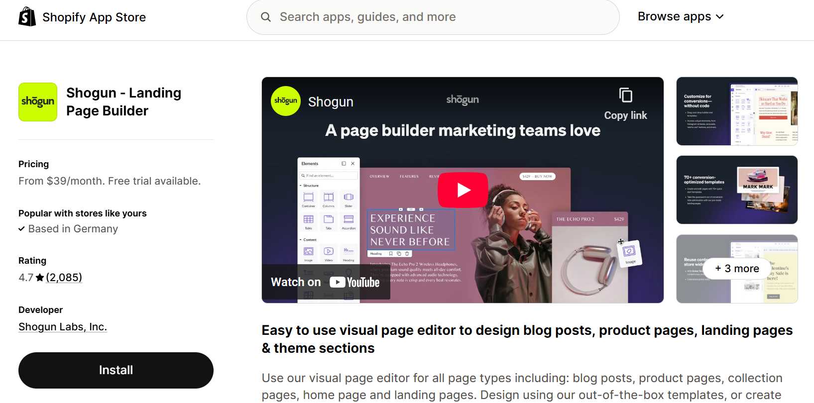 shogun best ai shopify website builder