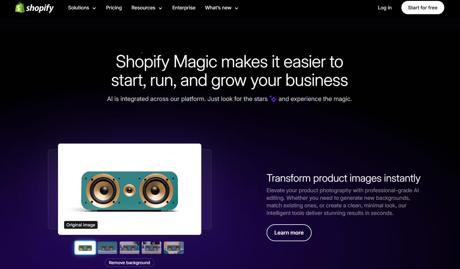 Shopify AI website builder shopify magic